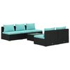 vidaXL Set mobilier de grădină cu perne, 6 piese, negru, poliratan
