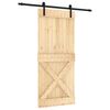 vidaXL Ușă glisantă Natural și Negru 90 x 210 cm Lemn de Pin Solid