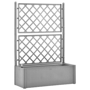 vidaXL Strat &icirc;nălțat grădină cu spalier și sistem de auto-udare, gri