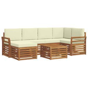 vidaXL Set de canapele de exterior 7 buc. Natural și Crem Poliester