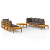vidaXL Set mobilier grădină perne gri &icirc;nchis, 5 piese, lemn acacia