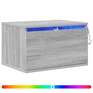 vidaXL Noptieră montată pe perete cu lumini LED, sonoma gri