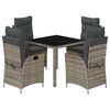 vidaXL Set mobilier de grădină cu perne, 5 piese, gri, poliratan
