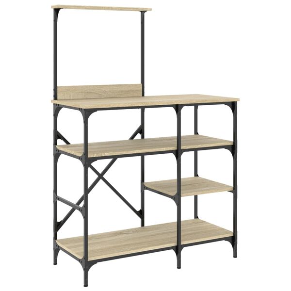 vidaXL Raft brutărie, stejar sonoma, 90x40x132 cm lemn prelucrat/metal