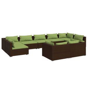 vidaXL Set mobilier de grădină cu perne, 9 piese, maro, poliratan