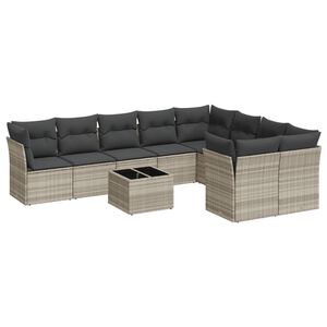 vidaXL Set canapele de grădină cu perne 10 piese gri deschis poliratan