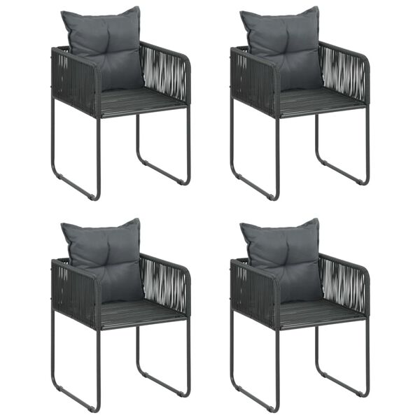 vidaXL Set mobilier de masă pentru grădină, 5 piese, negru, ratan PVC