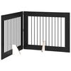 vidaXL Poartă pentru c&acirc;ini pliabilă cu suporturi 2 pcs Stejar Negru