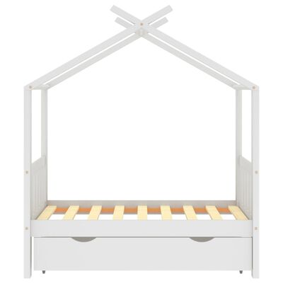 vidaXL Cadru pat de copii cu un sertar, alb, 70x140 cm, lemn masiv pin