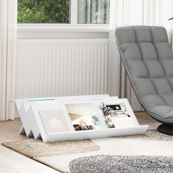 vidaXL Raft pentru reviste cu raft Alb 90 x 53 x 28,5 cm Lemn compozit