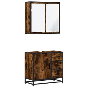 vidaXL Set mobilier de baie, 2 piese, stejar fumuriu, lemn prelucrat