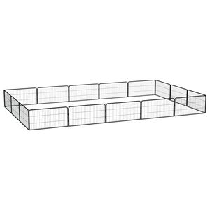 vidaXL Țarc c&acirc;ini 16 panouri negru 100x50 cm oțel vopsit electrostatic