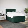 vidaXL Pat box spring cu saltea, verde &icirc;nchis, 140x190 cm, catifea