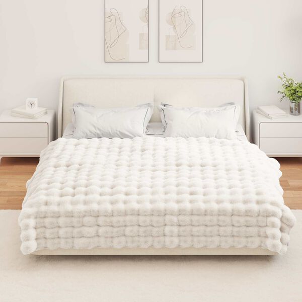 vidaXL Pătură din Blană sintetică de Iepure Alb 150 x 220 cm Poliester