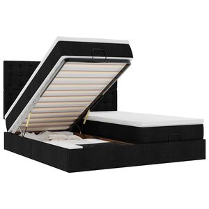 vidaXL Cadru de pat otoman cu saltele, material negru 180x200cm