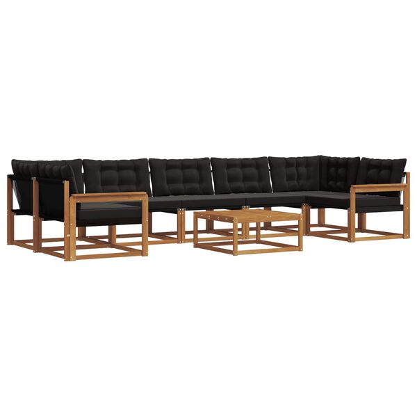 vidaXL Set de canapele de exterior cu pernă 8 pcs Natural și Negru