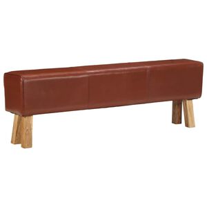 vidaXL Bancă Bok gimnastică maro 160 cm piele naturală/lemn acacia