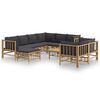 vidaXL Set mobilier de grădină cu perne gri &icirc;nchis, 10 piese, bambus