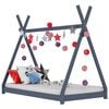 vidaXL Cadru pat de copii, gri, 70 x 140 cm, lemn masiv de pin