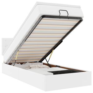 vidaXL Pat otoman cu saltea, alb, 90x190cm, piele ecologică