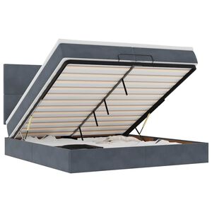 vidaXL Cadru de pat otoman cu saltele Gri &icirc;nchis 200x200cm catifea