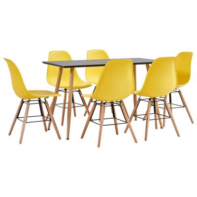 vidaXL Set mobilier de bucătărie, 7 piese, galben, plastic