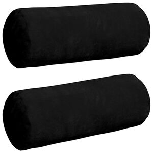 vidaXL Perne Bolster 2 pcs Negru &Oslash; 15 x 40 cm Țesătură din microfibră