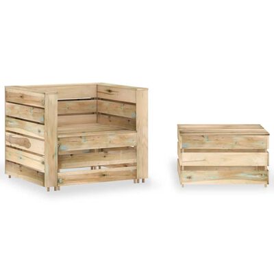 vidaXL Set mobilier de grădină paleți, 2 piese, lemn pin tratat