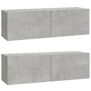 vidaXL Dulapuri TV perete 2 buc. gri beton 100x30x30 cm lemn compozit