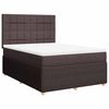 vidaXL Pat continental cu saltea, maro &icirc;nchis, 140x200 cm, textil