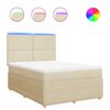 vidaXL Pat box spring cu saltea, crem, 140x200 cm, textil
