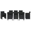 vidaXL Set de masă pentru grădină cu pernă 9 pcs Negru poliratan