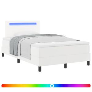 vidaXL Pat cu arcuri cu saltea Alb 120 x 190 cm Piele artificială