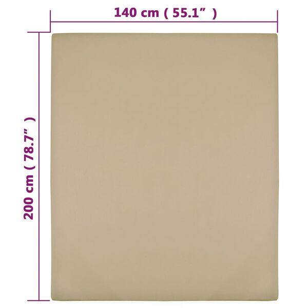 vidaXL Cearșaf de pat cu elastic, 2 buc, gri taupe, 140x200 cm bumbac