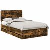 vidaXL Cadru de pat Stejar fumuriu 135 x 190 cm Lemn Ingineresc