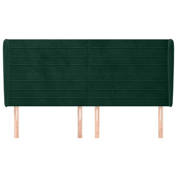 vidaXL Tăblie pat cu aripioare verde &icirc;nchis 203x23x118/128cm catifea