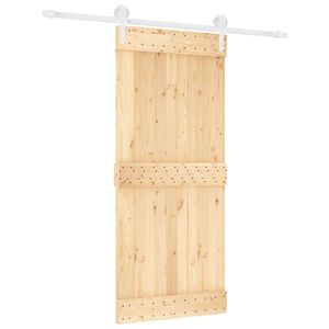 vidaXL Ușă glisantă Natural și Alb 90 x 210 cm Lemn de Pin Solid