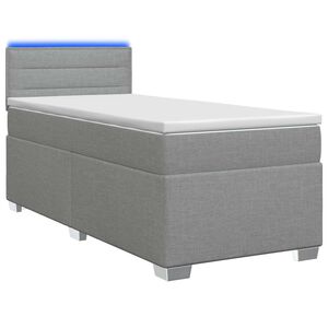 vidaXL Pat box spring cu saltea și LED Gri deschis 80 x 200 cm