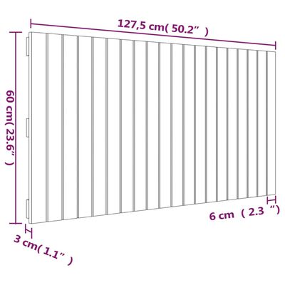 vidaXL Tăblie de pat pentru perete, 127,5x3x60 cm, lemn masiv de pin