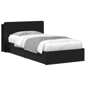 vidaXL Cadru de pat cu depozitare Negru 75 x 190 cm Lemn prelucrat