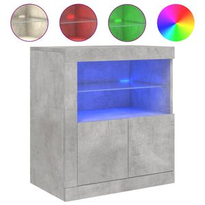 vidaXL Servantă cu lumini LED, gri beton, 60,5x37x67 cm