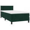 vidaXL Pat box spring cu saltea, verde &icirc;nchis, 80x200 cm, catifea