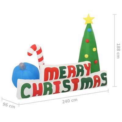 vidaXL Brad gonflabil Crăciun Fericit decorațiuni cu LED 240x188 cm