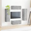 vidaXL Set comodă TV Pe perete 4 pcs Gri din beton Lemn compozit