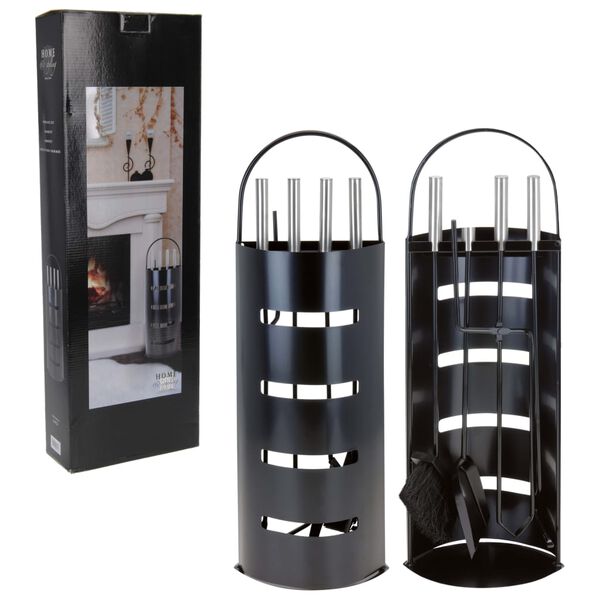 Home&Styling Set de ustensile pentru șemineu, negru, metal