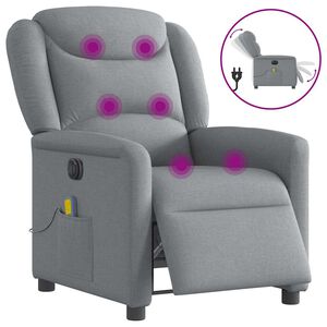 vidaXL Fotoliu electric de masaj rabatabil, gri deschis, microfibră