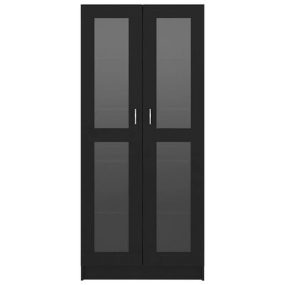 vidaXL Dulap cu vitrină, negru, 82,5 x 30,5 x 185,5 cm, PAL
