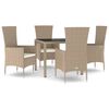 vidaXL Set mobilier de grădină cu perne, 5 piese, bej, poliratan
