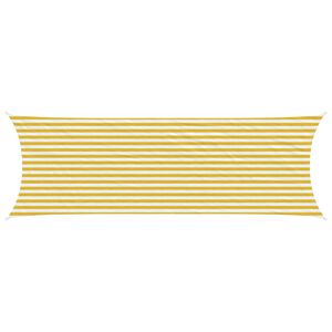 vidaXL P&acirc;nză de umbră Galben și alb 2 x 6 m HDPE