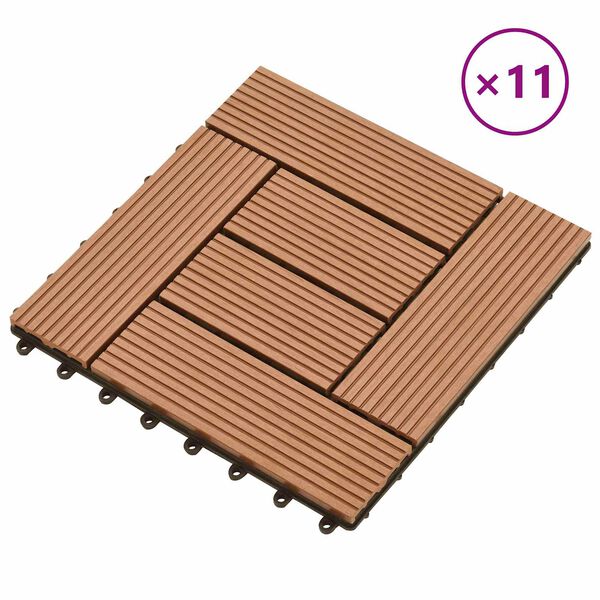 vidaXL Plăci pentru Deck 11 pcs Maro 30 x 30 cm Lemn compozit